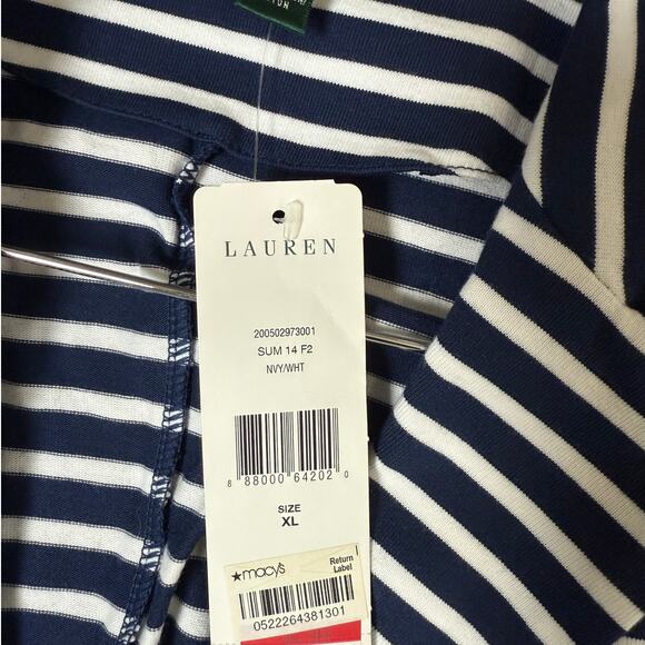 Lauren Ralph Lauren NWT Navy White Striped Cotton Blazer Women’s XL - Picture 10 of 13